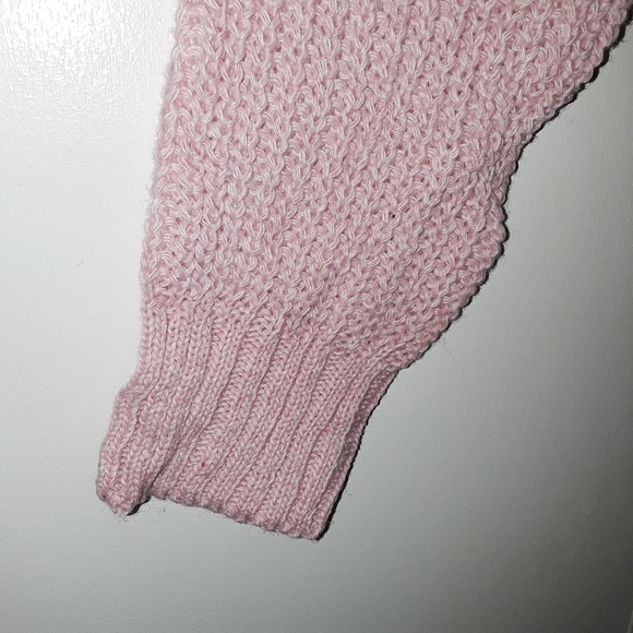 Pink Cold Shoulder Turtle Neck Knit Sweater OS - Picture 2 of 6